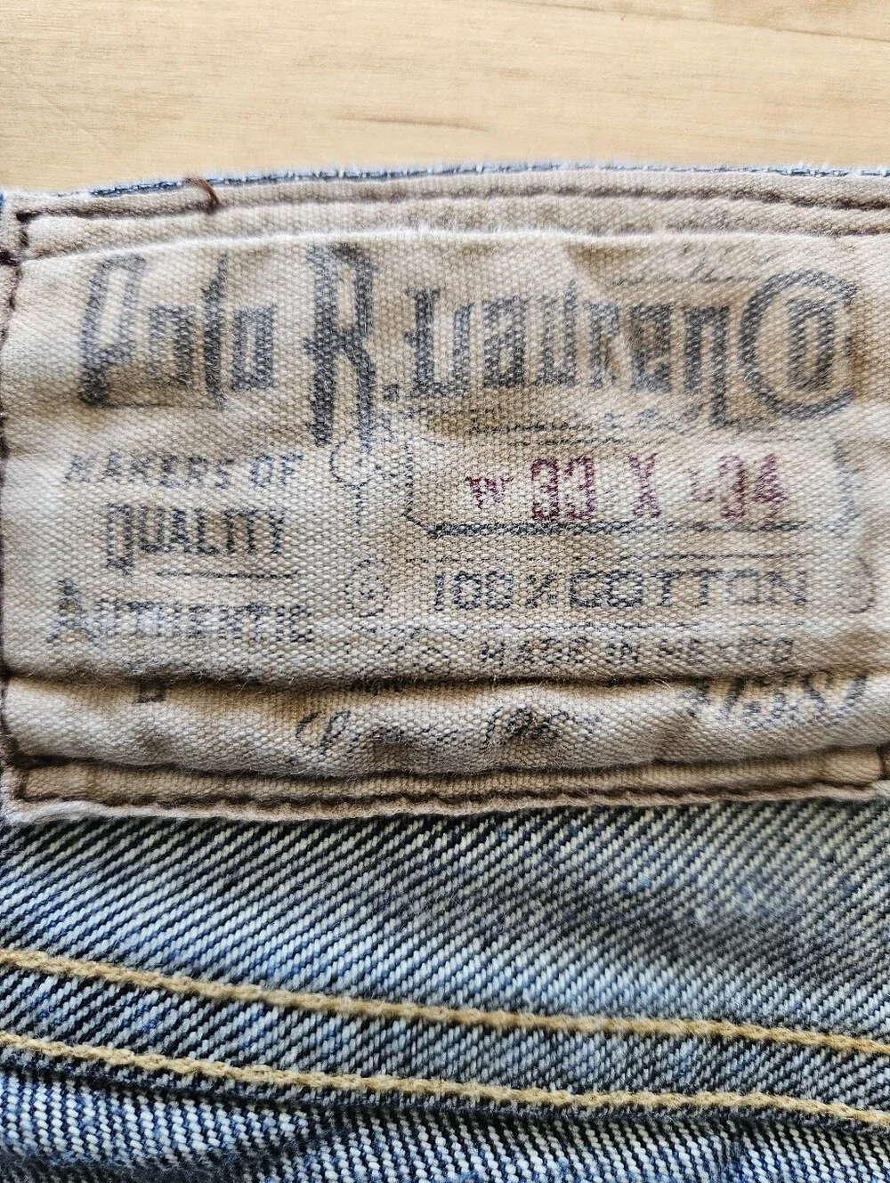 Polo Ralph Lauren Men's Varick Slim Jeans 33x34 Distressed Faded Thrashed Grunge